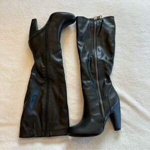 BAMBOO Sleek Black Heeled Boots with Side Zipper